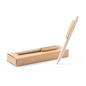 Zestaw piśmienny ze słomy pszenicznej, długopis i ołówek mechaniczny - V9351-00