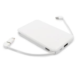 Power bank 5000 mAh ze zintegrowanymi kablami, adapter w komplecie | Presley - V0905-02