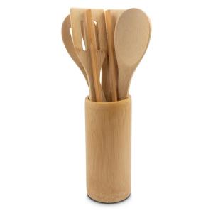Zestaw bambusowych akcesoriów kuchennych w stojaku, 6 el. | Reese - V0904-17