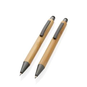 Bambusowy zestaw piśmienny, długopis i ołówek - P611.109