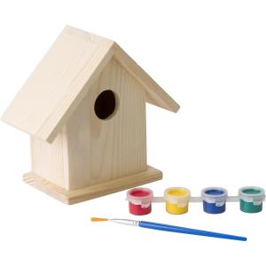 Domek dla ptaków do malowania, farbki i pędzelek - V7347-17
