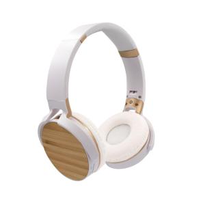 Składane bezprzewodowe słuchawki nauszne, bambusowe elementy | Hollie - V0190-02