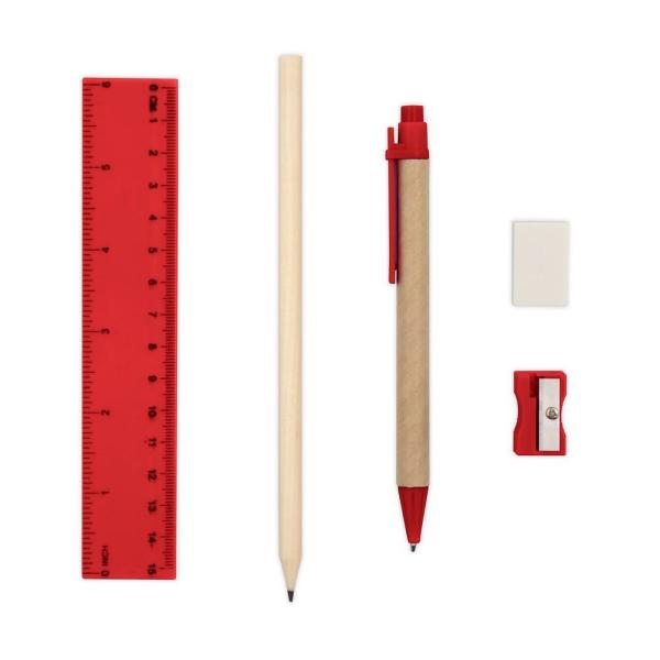 Zestaw szkolny, piórnik, ołówek, długopis, linijka, gumka i temperówka | Tobias - V7869-05-1467062