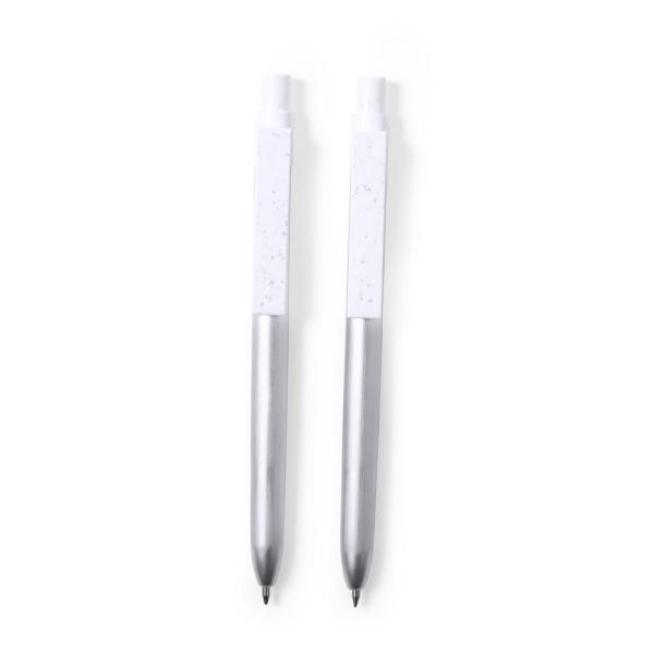 Zestaw piśmienny z aluminium z recyklingu, długopis i pióro kulkowe - V1044-32-1467513