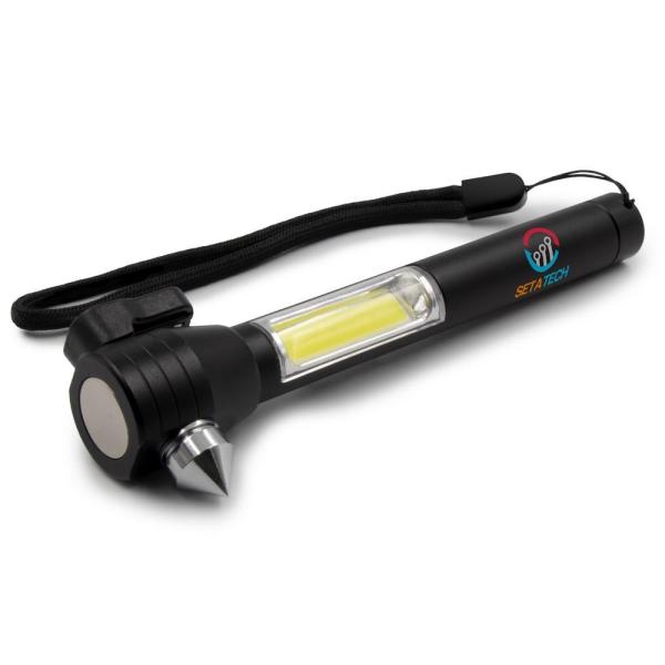 Latarka bezpieczeństwa 1 LED COB, przecinak do pasów, młotek bezpieczeństwa | Flint - V0925-03-1462876