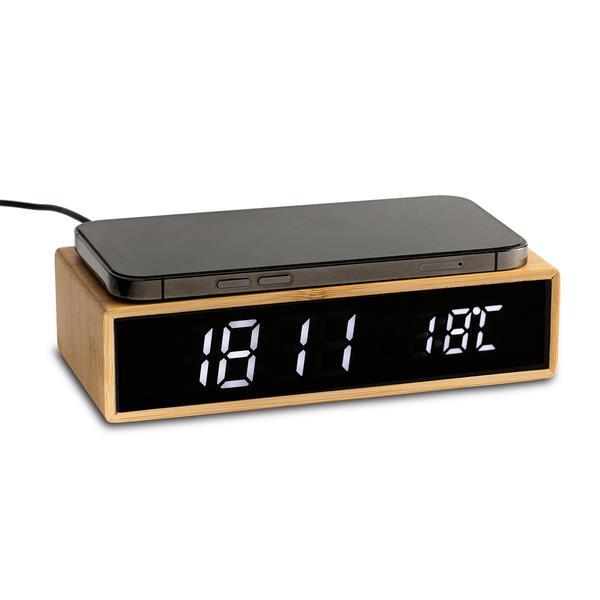 Ładowarka indukcyjna z zegarem i termometrem Conti, brązowy-1639583