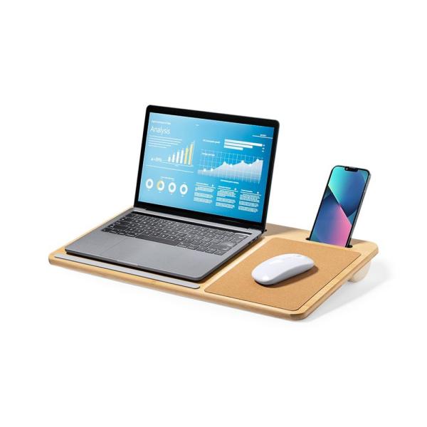 Bambusowy organizer na biurko, stojak na laptopa, stojak na telefon, korkowa podkładka pod mysz - V0271-00-1462580