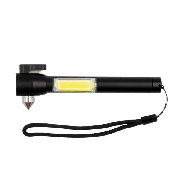 Latarka bezpieczeństwa 1 LED COB, przecinak do pasów, młotek bezpieczeństwa | Flint - V0925-03-1462874