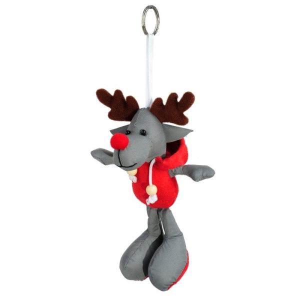 Brelok odblaskowy Reindeer, szary/czerwony-1634870