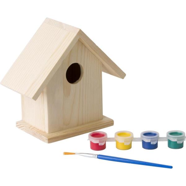 Domek dla ptaków do malowania, farbki i pędzelek - V7347-17-1450619