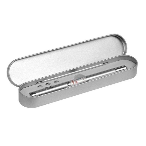 Długopis 4-funkcyjny Pointer ze wskaźnikiem laserowym, srebrny-1634537