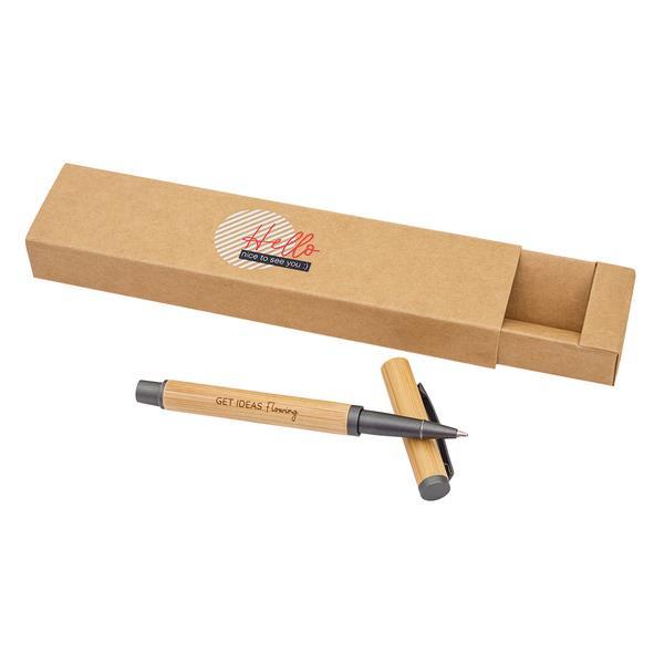 Bambusowy długopis w pudełku Machino, beżowy-1639476