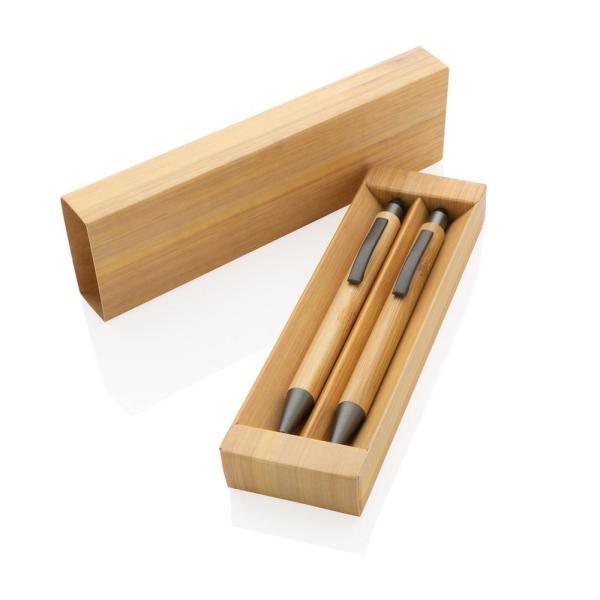 Bambusowy zestaw piśmienny, długopis i ołówek - P611.109-1464403