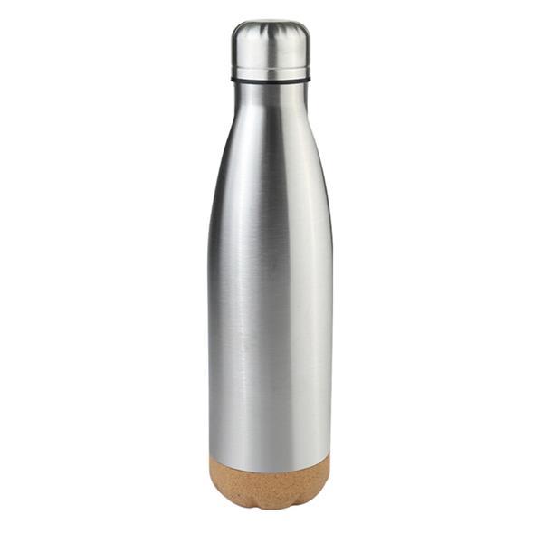 Butelka próżniowa z korkowym spodem Jowi 500 ml, srebrny-1638818