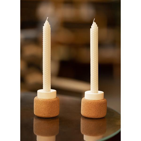Zestaw 2 długich świec z wosku pszczelego Biella, biały-1639508