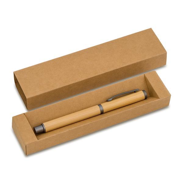 Bambusowy długopis w pudełku Machino, beżowy-1639475