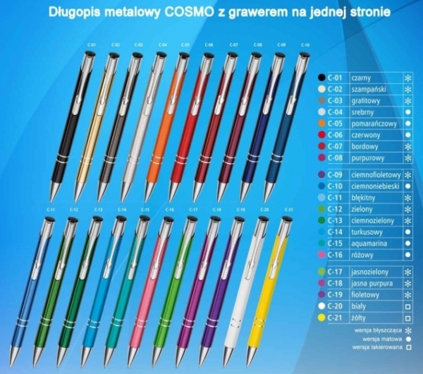 COSMO Długopis metalowy z grawerem min. 500 szt.