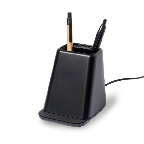 Ładowarka bezprzewodowa 5W-15W, 2 wyjścia USB, pojemnik na przybory do pisania, stojak na telefon - V1113-03-1467668